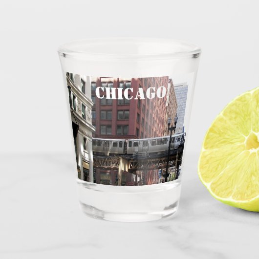 Chicago Elevated Loop Train Photo ショットグラス (正面)