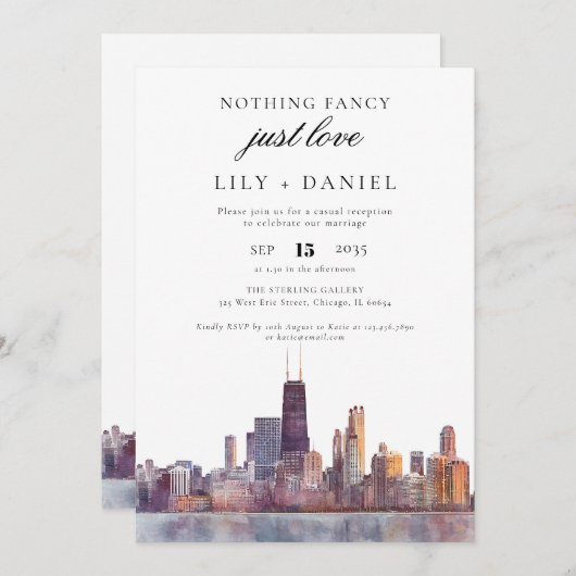 Chicago Elopement Wedding Reception 招待状 (正面/裏面)