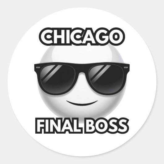 Chicago Final Boss Cool Emoji  ラウンドシール (正面)