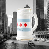 Chicago flag beer stein with custom text ビールジョッキ