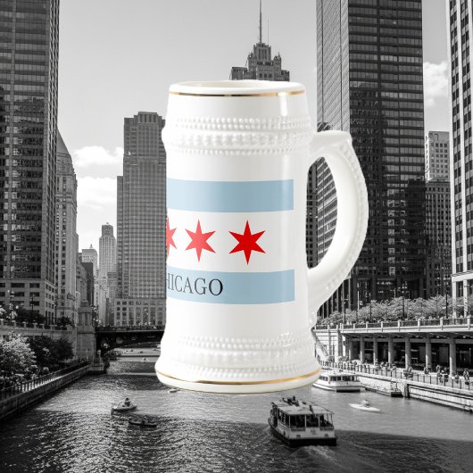 Chicago flag beer stein with custom text ビールジョッキ
