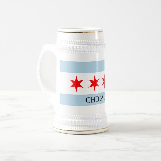 Chicago flag beer stein with custom text ビールジョッキ (正面左)