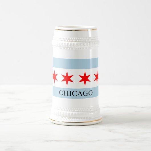 Chicago flag beer stein with custom text ビールジョッキ (中央)