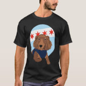 Chicago Flag Dachshund  1 Tシャツ (正面)