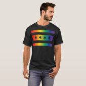 Chicago Flag & Gay Pride FlagCombo LGBT Pride Tシャツ (正面フル)