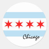 Chicago-Flagge, Stadt & Bundesstaat Illinois USA / ラウンドシール (正面)