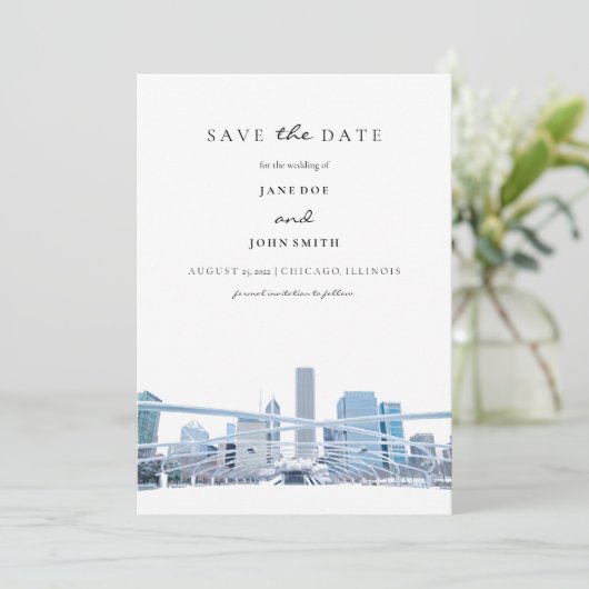 Chicago flat Save The Date Card セーブザデート (スタンド正面)