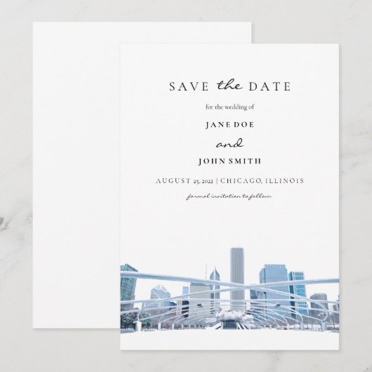 Chicago flat Save The Date Card セーブザデート (正面/裏面)