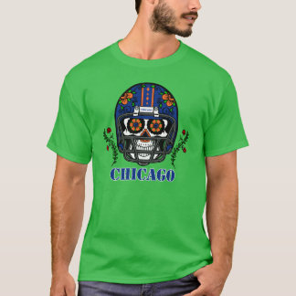 Chicago Football Helmet Sugar Skull Day Of The Dea Tシャツ