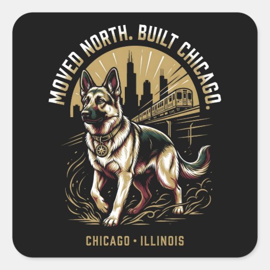 Chicago German Shepherd African Heritage Pride Art スクエアシール (正面)
