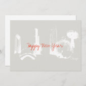 Chicago Happy New Year Greetingカード シーズンカード (正面/裏面)