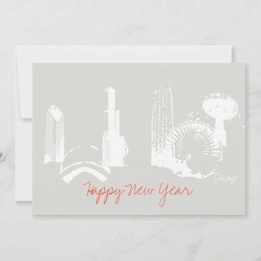 Chicago Happy New Year Greetingカード シーズンカード (正面)