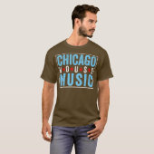 Chicago House Music - EDMヴィンテージDJ スタイリッシュ Tシャツ (正面フル)