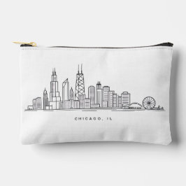 Chicago IL Cityscape Illustration アクセサリーポーチ