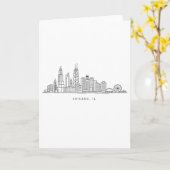 Chicago IL Cityscape Illustration カード (黄色い花)