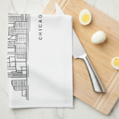 Chicago IL Cityscape Illustration キッチンタオル (四つ折り)