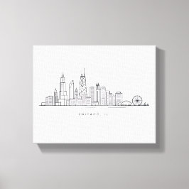 Chicago IL Cityscape Illustration キャンバスプリント