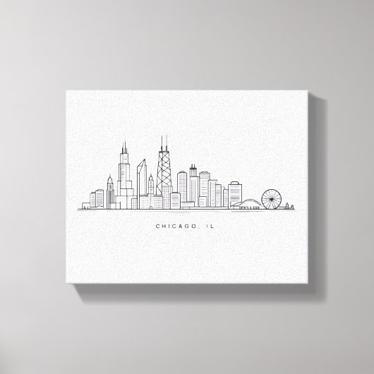 Chicago IL Cityscape Illustration キャンバスプリント (正面)