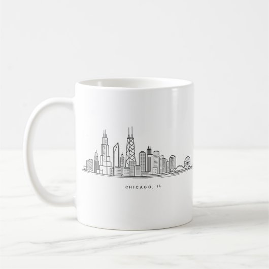 Chicago IL Cityscape Illustration コーヒーマグカップ (左)