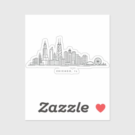 Chicago IL Cityscape Illustration シール (シート)
