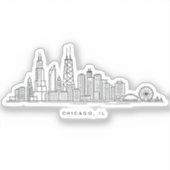 Chicago IL Cityscape Illustration シール (正面)