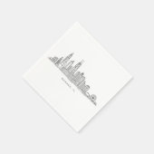 Chicago IL Cityscape Illustration スタンダードカクテルナプキン (角)