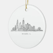 Chicago IL Cityscape Illustration セラミックオーナメント (左)