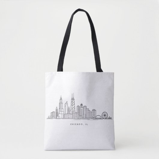 Chicago IL Cityscape Illustration トートバッグ (正面)