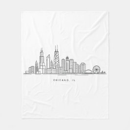 Chicago IL Cityscape Illustration フリースブランケット