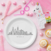 Chicago IL Cityscape Illustration ペーパープレート (パーティー)
