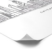 Chicago IL Cityscape Illustration ポスター (角)