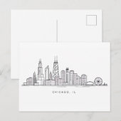 Chicago IL Cityscape Illustration ポストカード (正面/裏面)