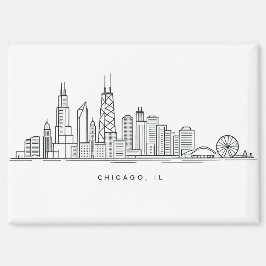 Chicago IL Cityscape Illustration マグネット