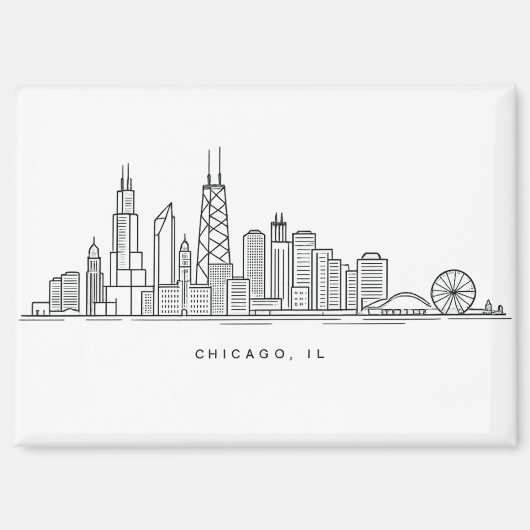 Chicago IL Cityscape Illustration マグネット (正面)