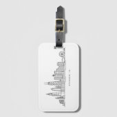 Chicago IL Cityscape Illustration ラゲッジタグ (正面縦)
