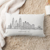 Chicago IL Cityscape Illustration ランバークッション (ブランケット)