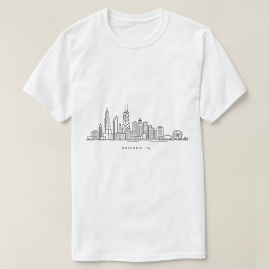 Chicago IL Cityscape Illustration Tシャツ (デザイン正面)