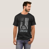Chicago Illinois American Flag Baseball Weathered Tシャツ (正面フル)