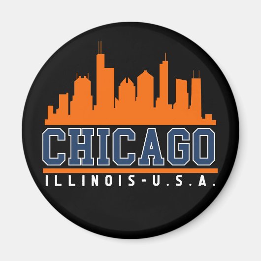 Chicago Illinois Beatiful Skyline マグネット (正面)