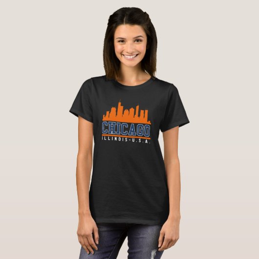 Chicago Illinois Beatiful Skyline Tシャツ (正面フル)