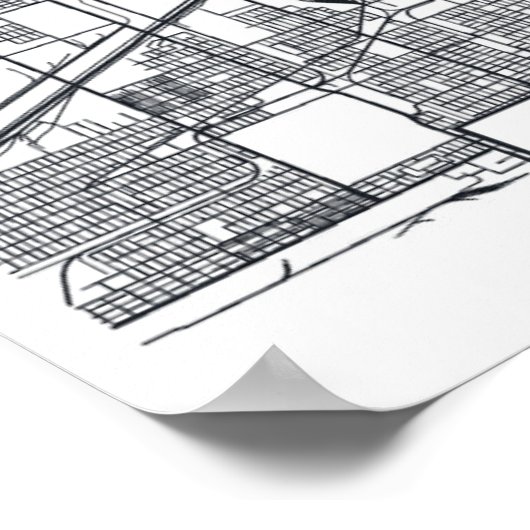Chicago, Illinois | Black and White City Map ポスター (角)