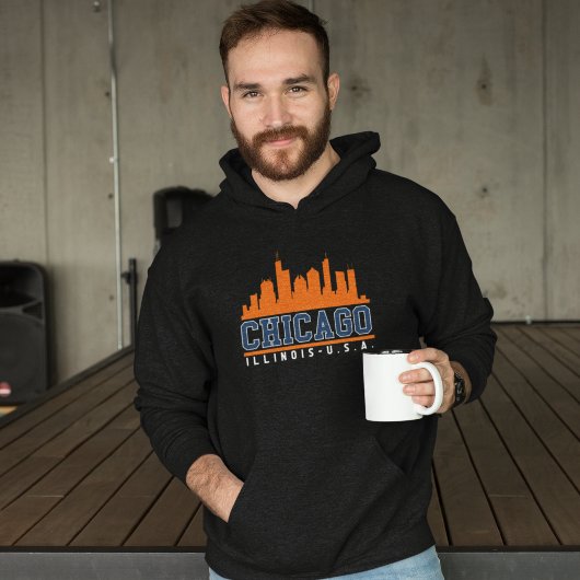 Chicago, Illinois Iconic Skyline パーカ