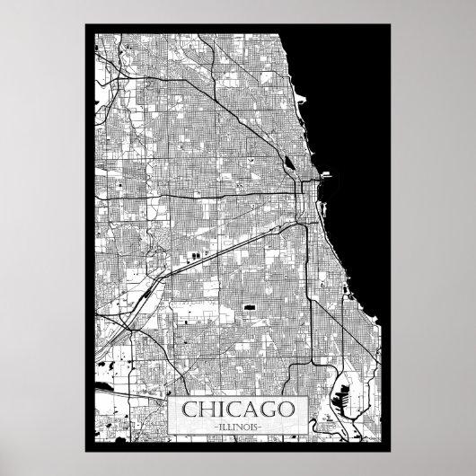 Chicago Illinois Map ポスター (正面)