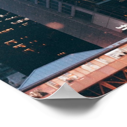 Chicago Illinois Neon Sign At Night ポスター (角)