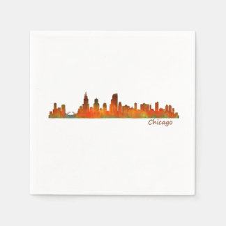 chicago Illinois US city skyline v01 スタンダードカクテルナプキン