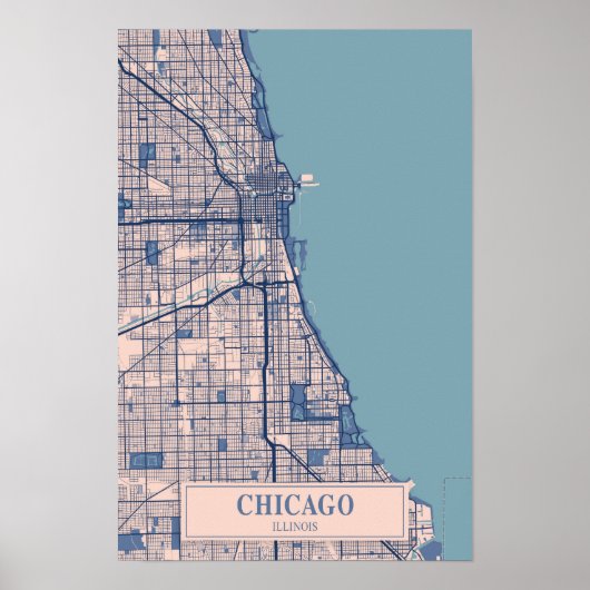Chicago Illinois USA Breezy City Map Travel ポスター (正面)