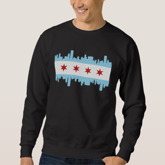 Chicago Illinois USA Skyline Silhouette Outline Sk スウェットシャツ (正面)