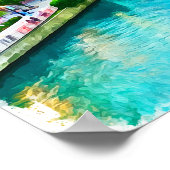 Chicago Illinois Watercolor City View ポスター (角)