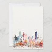 Chicago Illinois Watercolor Landscape Wedding サンキューカード (裏面)