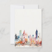Chicago Illinois Watercolor Landscape Wedding 出欠カード (裏面)